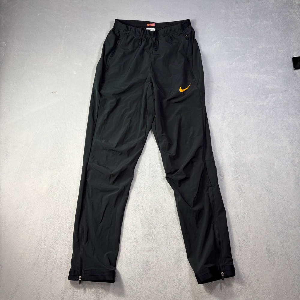 Nike USC Trojans Player Issued Track Pants Mens Small Black Gold Swoosh Zippered